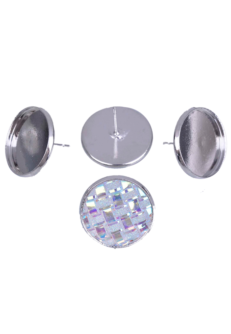 Clous d'oreilles de métal, avec cadre pour ± 18mm brique de collage ± 20x14mm. Couleur: Nickel Code: D18080 --- Boucle oreille 18mm Cadre: 20x14mm. Nickel---