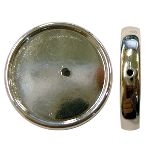 Support en résine, double face pour cabochon de +- 24mm.. Couleur: Argenté. Possibilité d'enfilage dans ce support. Code: JKU020 --- Support double face 24mm. Argente---