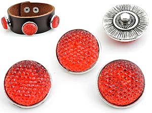 Boutons-pression EasyButton de métal avec brique de collage de matière synthétique, circulaire ± 20mm (appropriés pour EasyButton accessoires). Couleur Rouge Code: D11604 --- BP. Synth. 20mm. Rouge---