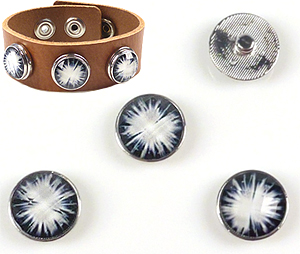 Boutons-pression DoubleBeads EasyButton de métal avec brique de collage de matière synthétique, circulaire ± 18mm (appropriés pour DoubleBeads EasyButton accessoires). Couleur: Noir et blanc Code: D12541 --- BP DB Synth. 18mm. Noir-Blanc---