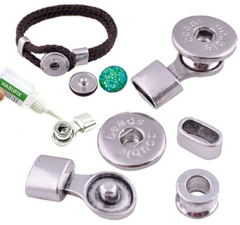 Fermoir de métal avec cadres DoubleBeads EasyButton ± 30x12mm (trou ± 10x4,5mm). Couleur: Argent Vieux. Code: D15987 --- Fermoir DoubleBeads 30x12 Argent Vx.---