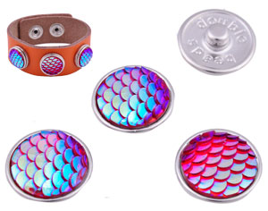 Boutons-pression DoubleBeads EasyButton de métal, decorés ± 18mm (appropriés pour DoubleBeads EasyButton accessoires) Code: D16411 --- BP. DoubleBeads 18mm. Fuschia AB---