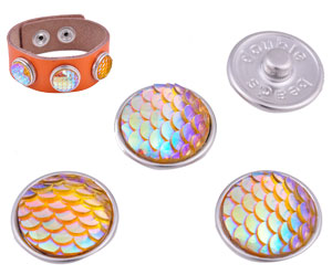 Boutons-pression DoubleBeads EasyButton de métal, decorés ± 18mm (appropriés pour DoubleBeads EasyButton accessoires). Couleur: Orange AB Code: D16412 --- BP. DoubleBeads 18mm. Orange AB---