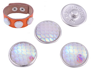 Boutons-pression DoubleBeads EasyButton de métal, decorés ± 18mm (appropriés pour DoubleBeads EasyButton accessoires). Couleur: Opal-Blanc AB Code: D16413 --- BP. DoubleBeads 18mm. Opal Blanc AB---