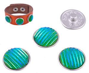 Boutons-pression DoubleBeads EasyButton de métal, decorés ± 18mm (appropriés pour DoubleBeads EasyButton accessoires). Couleur: Vert AB Code: D16420 --- BP. DoubleBeads 18mm.Vert AB---