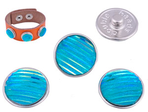 Boutons-pression DoubleBeads EasyButton de métal, decorés ± 18mm (appropriés pour DoubleBeads EasyButton accessoires). Couleur: Bleu-Vert AB Code: D16422 --- BP. DoubleBeads 18mm. Bleu-vert AB---