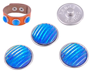Boutons-pression DoubleBeads EasyButton de métal, decorés ± 18mm (appropriés pour DoubleBeads EasyButton accessoires). Couleur: Bleu AB Code: D16424 --- BP. DoubleBeads 18mm. Bleu AB---