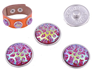 Boutons-pression DoubleBeads EasyButton de métal, decorés ± 18mm (appropriés pour DoubleBeads EasyButton accessoires). Couleur: Fuschia AB Code: D16428 --- BP. DoubleBeads 18mm. Fuschia AB---