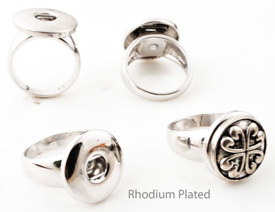 Anneaux de métal (Rhodium Plated) DoubleBeads EasyButton pour boutons-pression (largeur 16 = 56mm = Ø 18mm). Couleur: Nickel Code: J02028 --- BP. Bague 18mm. Rhodium Plated---