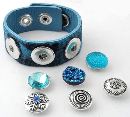 Code: J02264    --- BP Bracelet Cheveux Bleu-Noir + 6 boutons---