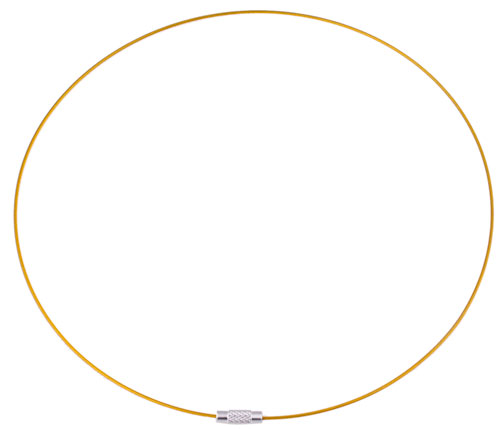 Colliers en métal avec fermoir ± 45cm (± 1mm gros). Couleur: Jaune moutarde Code: D16961 --- Collier metal souple 45cm. + fermoir. Jaune moutarde---