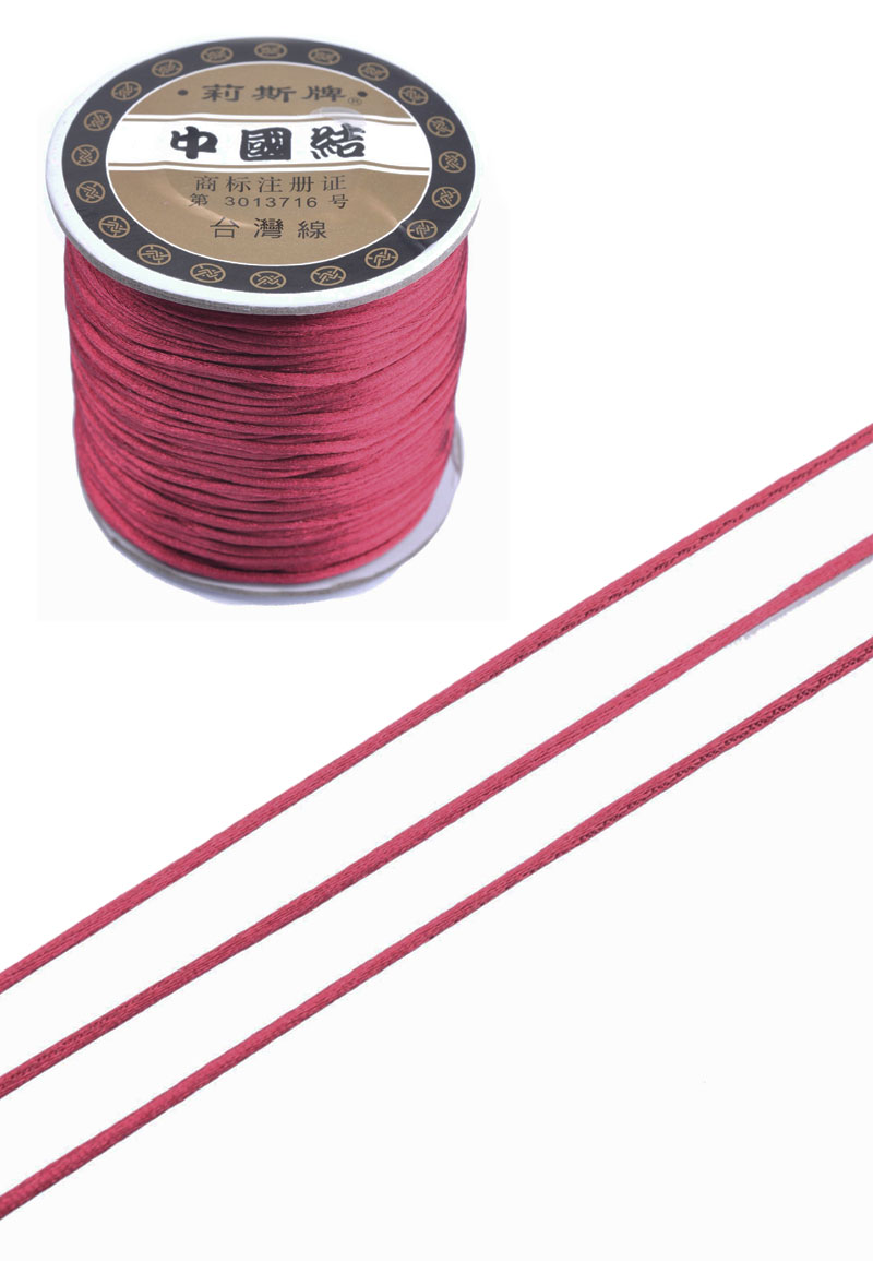 Code: D18463    --- 1 m.Cordon de soie artificielle 1,5mm. Bordeaux---