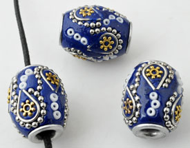 Code: D13505 (Kashmiri, Tube+- 19,5x16mm .Trou +- 4mm. Bleu Fonce) 