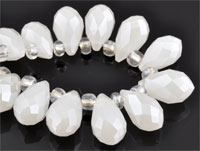 Code: D09227 (Goutte avec facettes +-14x8mm. Blanc AB) 