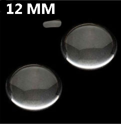 Cabochon diamètre 12mm.en verre transparent Code: CAB012 --- Cabochon verre 12mm. transparent---