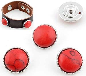 Bouton-pression DoubleBeads EasyButton de métal avec Imitation Turquoise, circulaire ± 16mm (approprié pour EasyButton accessoires). Couleur: Rouge Code: D11473 --- Bouton-pression EasyButton circulaire 16mm Rouge---