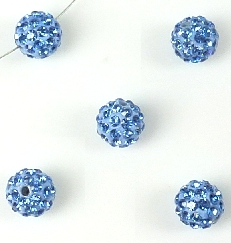 Perles d'argile polymère, avec strass, circulaires ± 10mm (trou ± 2mm). Couleur: Bleu Code: D13994 --- Fimo et strass, 10mm. Bleu---