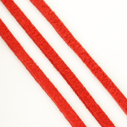 Code: D15019    --- 1 m. Daim artificiel   ( 2,5mm gros) Rouge fonce---
