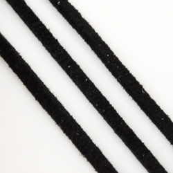 Code: D15027    --- 1 m. Daim artificiel   ( 2,5mm gros) Noir---