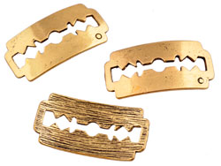 Pendentifs/entre-deux de métal, décorés ± 17x35mm (trou ± 1,5-5mm). Couleur: Or vieux Code: D15992 --- Entre-deux Metal, Lames 17x35mm Or vieux---