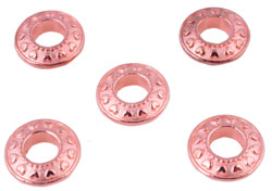 Anneaux/entre-deux de métal décorées avec coeurs ± 12mm (trou ± 5mm) Code: D16231 --- Anneaux Metal Coeurs 12mm Or Rose---