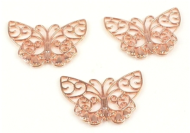 Pendentifs/entre-deux de métal, papillons ± 28x38mm. Couleur: Or Rose Code: D16242 --- Papillons metal 28x38mm. Or Rose---