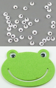 Oeil mobile en plastique ± 4mm, ± 3mm thick . Couleur: Blanc-Noir Code: D16341 --- Oeil mobile en plastique 4mm Blanc-Noir---