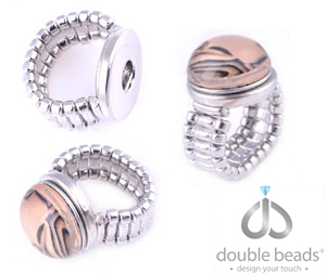 Anneaux de métal, extensible, DoubleBeads EasyButton (largeur 15 = 55mm = Ø 17,5mm) (approprié pour DoubleBeads EasyButton boutons-pression). Couleur: Nickel Code: D16719 --- Bague Extensible, DoubleBeads EasyButton l: 55mm ---