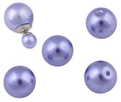 Perles en matière synthétique avec trou demi-creusé, circulaires ± 8mm (trou ± 1mm). Couleur: Gris-Violet Code: D16824 --- Perle Demi-creuse, Circulaire 8mm Gris-Violet---