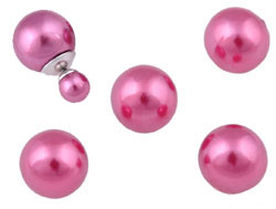 Code: D16826    --- Perle Demi-creuse, Circulaire  8mm Rose Fonce---