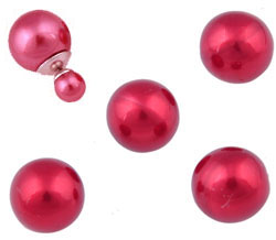 Code: D16829    --- Perle Demi-creuse, Circulaire  8mm Rouge fonce---
