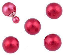 Perles en matière synthétique avec trou demi-creusé, circulaires ± 8mm (trou ± 1mm). Couleur: Rouge Foncé Code: D16829 --- Perle Demi-creuse, Circulaire 8mm Rouge fonce---
