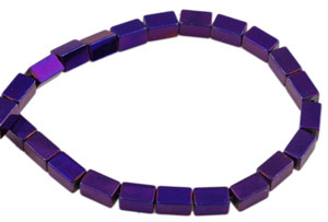Code: D16912    --- Perle en pierre fine, Rectangle plat -Hematite-  5x3mm Violet fonce---