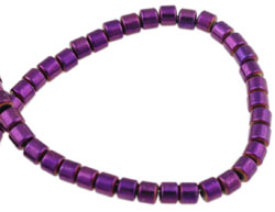 Code: D16915    --- Perles en pierre fine, Cylindre -Hematite- demi-gemme  2mm Violet fonce---