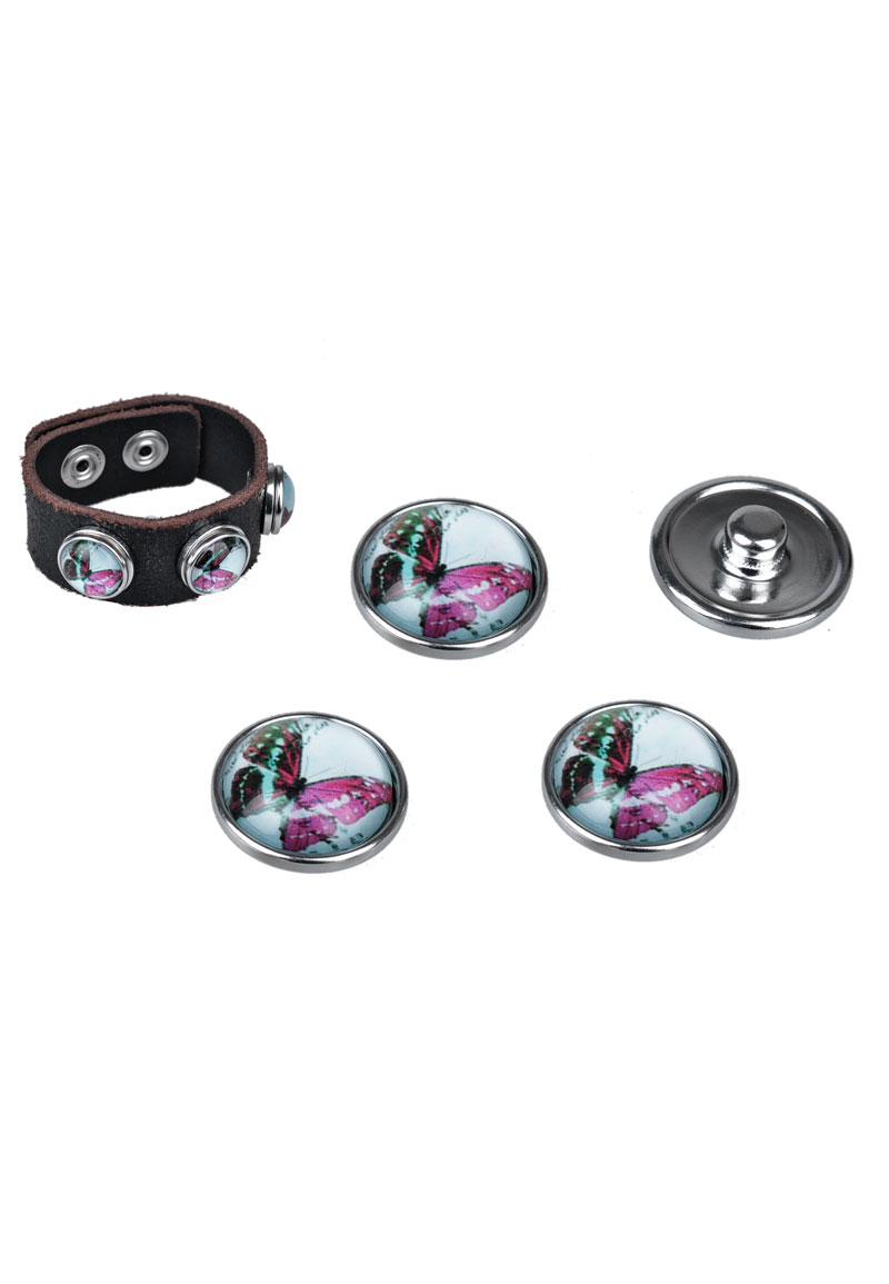 Boutons-pression DoubleBeads de métal avec brique de collage de verre, circulaire ± 18mm (appropriés pour DoubleBeads accessoires). Couleur: Rose foncé Code: D17466 --- BP DoubleBeads Circulaire 18mm Rose fonce---