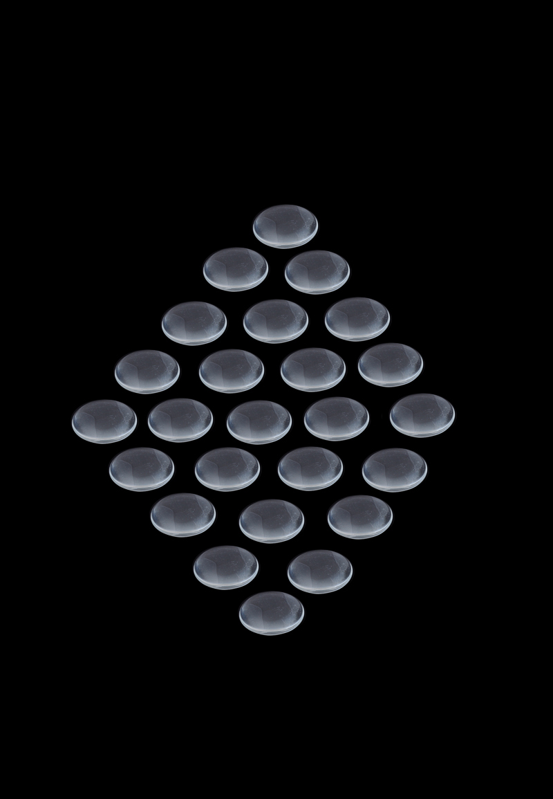 Briques de collage/cabochon de verre, circulaires ± 8mm, ± 3mm gros . Couleur: Transparent Code: D17475 --- Cabochon de verre, circulaire 8mm, 3mm gros Transparent---