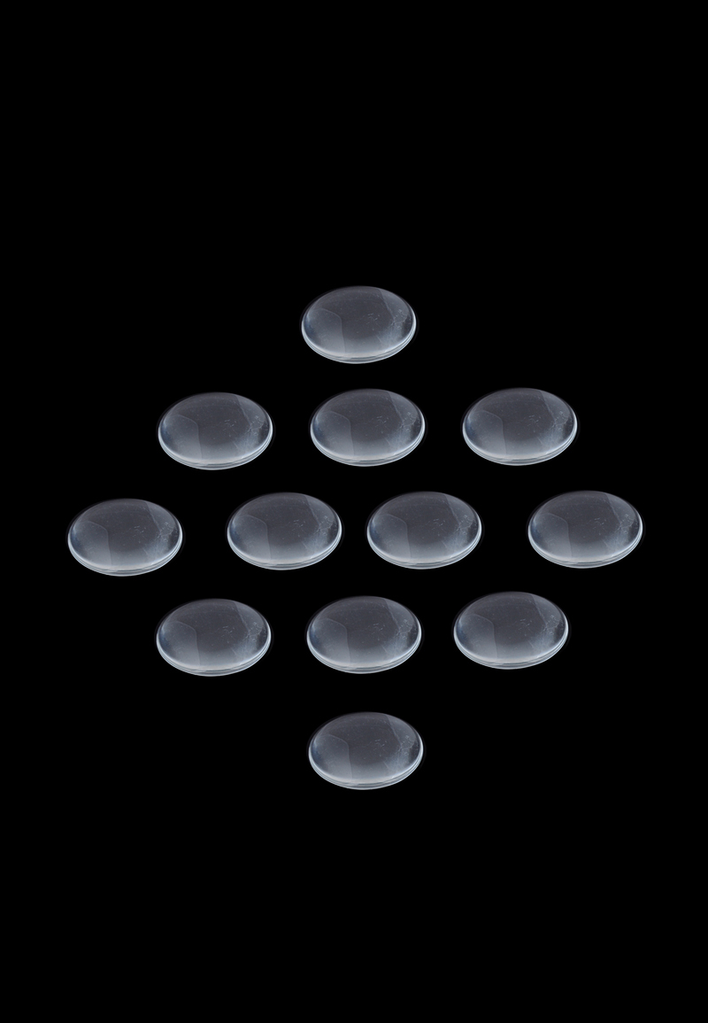 Briques de collage/cabochon de verre, circulaires ± 10mm, ± 4mm grosseur. Couleur: Transparent Code: D17476 --- Cabochon de verre, circulaire 10mm, 4mm gros Transparent---