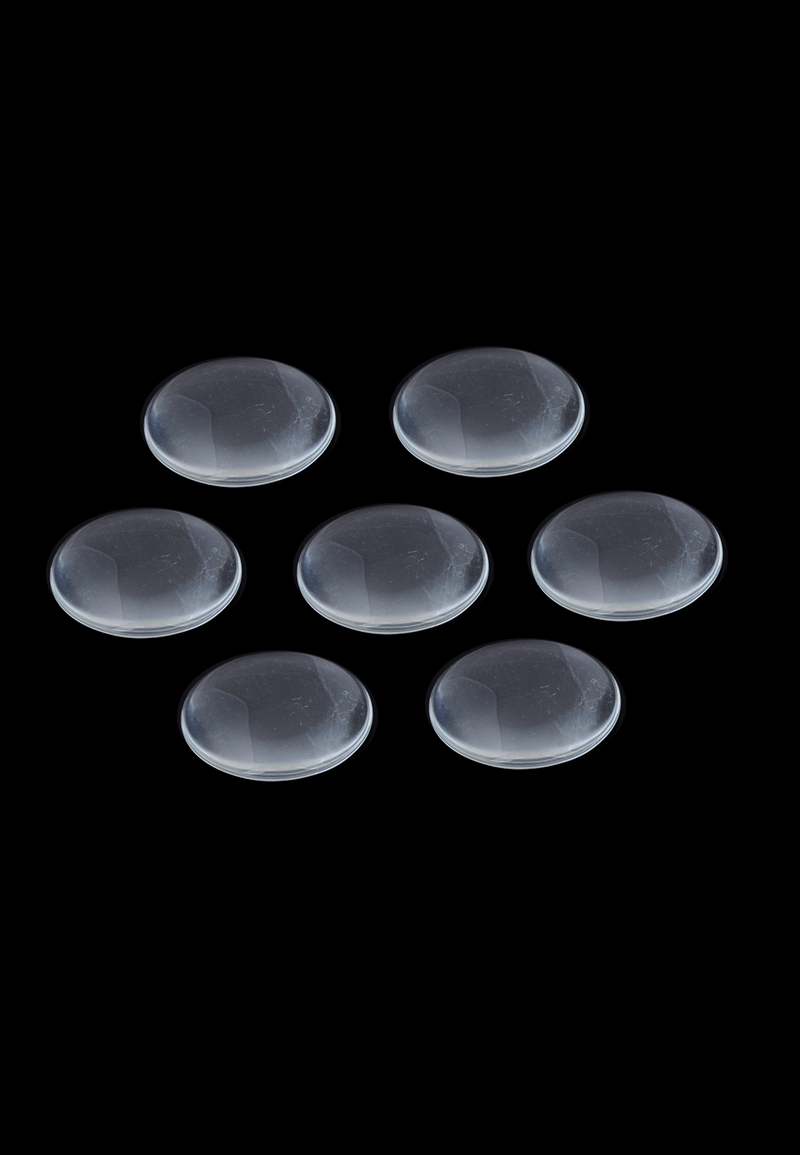 Code: D17477    --- Cabochon de verre, circulaire 15mm, 4mm gros. Transparent---