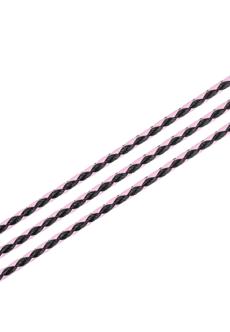 Code: D18579 (3m.Cordon en cuir artificiel, tresse, 4mm gros Noir/Rose clair) 