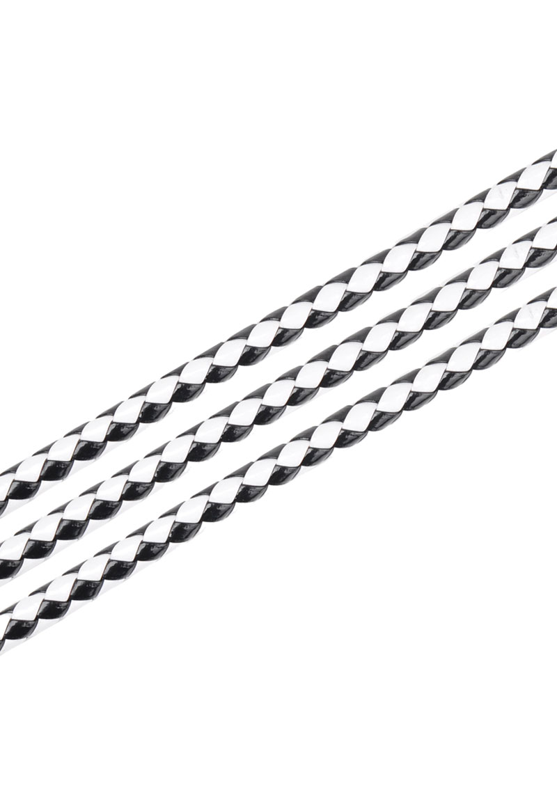 Code: D18586 (2m. Cordon en cuir artificiel, tressé, 7mm gros Noir/Blanc) 