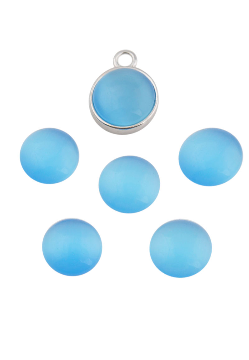 Code: D18670    --- Cabochon en verre, cateye 10mm, 3mm gros Bleu---