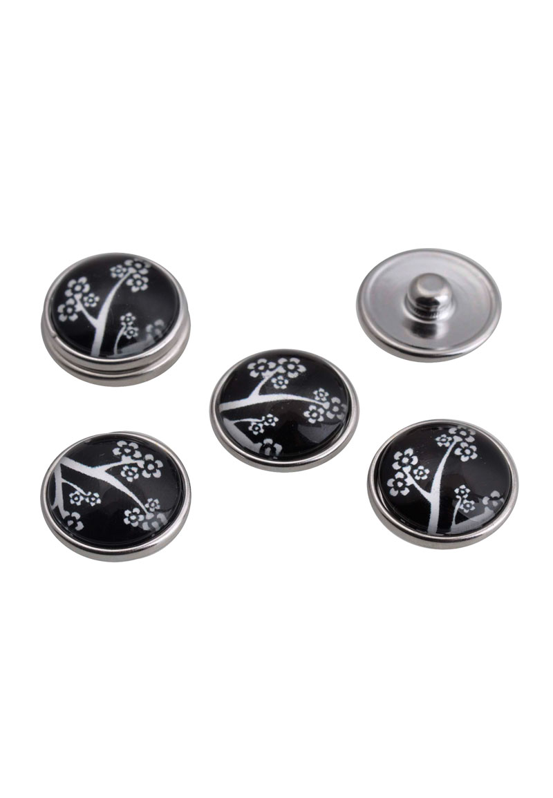 Code: D18873 (BP en metal DoubleBeads  avec fleurs 18mm Noir/Blanc) 
