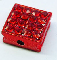 Pave 10x10mm. Rouge Strass Rouge