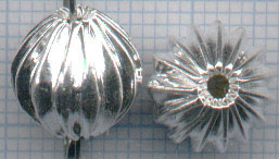 Perle metal Striee argente 12mm.