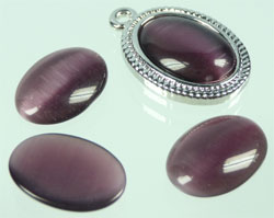 Oeil chat oval 18X13 amethyste coller