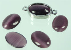 Cateye ovale coller 14x10mm. Amethyste fonce