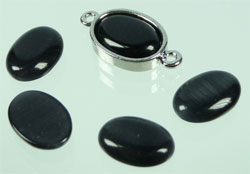 Cateye A coller ovale 14x10mm. Noir