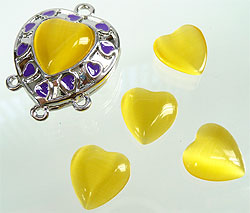 Cateye A coller, coeur 14mm,Jaune