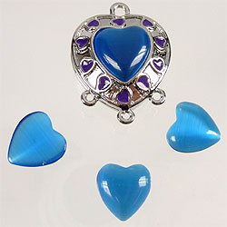 Cateye A coller, coeur 14mm,Bleu fonce