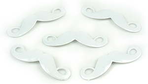 Metal, moustache +- 43x11,5mm. Blanc